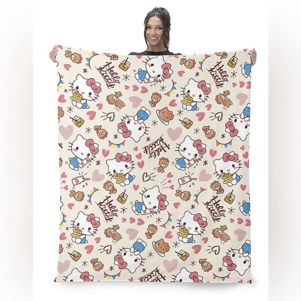 Hello Kitty “Breakfast Time” Graphic Throw Blanket- New